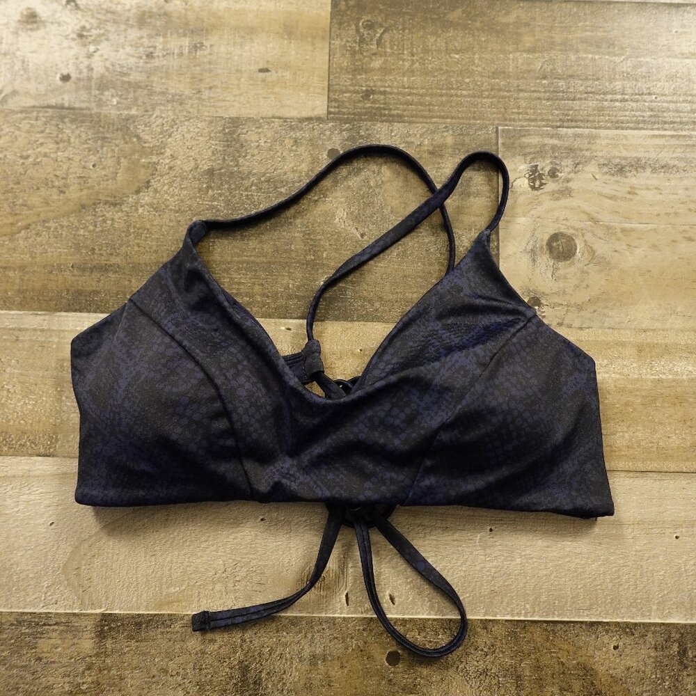 Athleta snake print bikini top women's large‎ black dark blue